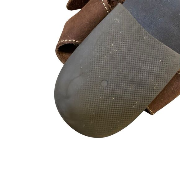 Vintage Y2K Chunky Sandals Women 8.5 Brown Leather Block Heel Open Toe Stitched - Picture 9 of 10